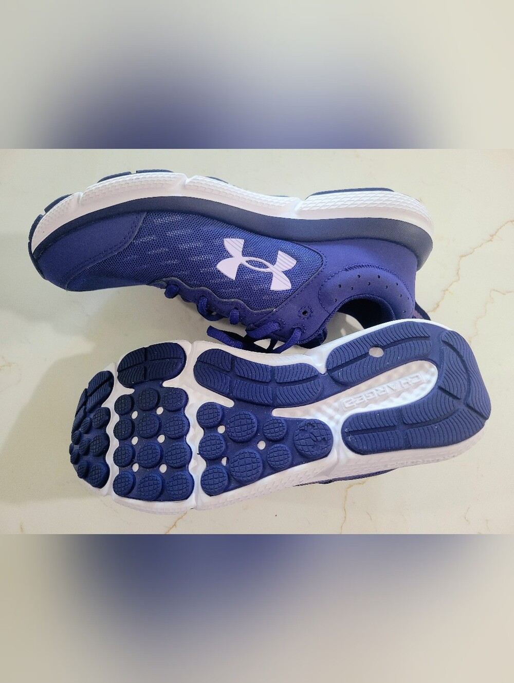 NWOT Under Armour Womens Purple and White Mesh Athletic Sneakers